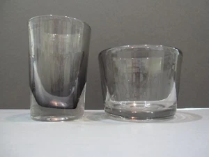 Waterworks Set of Two (2) Smokey Glass Tumblers Tall Short Thick Glass Sale! - Picture 1 of 5