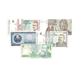 5 Verschiedene Rumänien Papier Geld Au-Unc