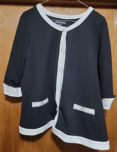 Women's Black Cardigan Sweater w/White Trim by Covington Size XL - Picture 1 of 3