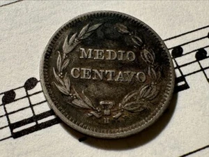 ECUADOR ½ centavo 1909-H KM57 Cu-Ni 1-year type Heaton ABOVE AVERAGE toned RARE! - Picture 1 of 2