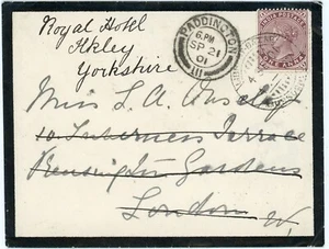 India SG#89(single frank)-LIBRARY BAZAAR MUSSOOREE-4/SE/01-BLACK BORDER MOURNING - Picture 1 of 2