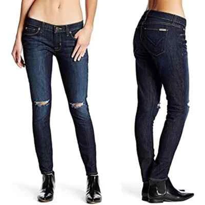Pantalones de mezclilla Hudson para mujer desgastados Krista súper ajustados azul talla 0 Foto 1 de 4