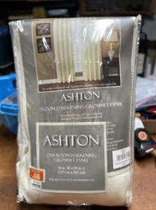 Ashton Room Darkening Grommet Panel  Curtains 50" x 95" (2) Panels) Ivory - Picture 1 of 16