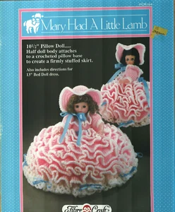 USED MARY HAD A LITTLE LAMB PILLOW & BED DOLL FIBRE CRAFT CROCHET PATTERN - Picture 1 of 1