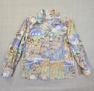 Leslie Fay Haberdashery AOP Printed Blouse Shirt Top Size 12 Button Down EUC - Picture 1 of 14