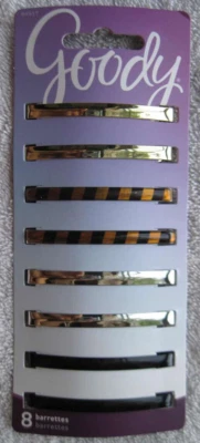 8 pasadores de pelo Goody Metal Stay Tight Put de 2 1/4" cierre seguro barra plana a rayas Foto 1 de 4