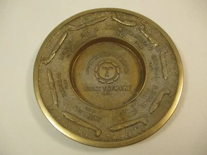 Vintage 1970 Flying Tiger Line Brass Dish Tray 25th Year Air Freight Korea - Picture 1 of 9