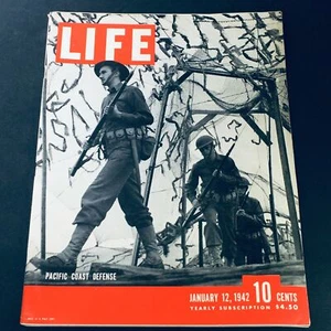 VTG Life Magazine January 12 1942 - Pacific Coast Defense / Russian Battle Photo - Picture 1 of 1