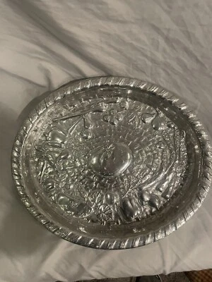 Wilton Armetale Vegetable Basket Design Oval Serving Tray 14x 12 Inches PreOwned - Image 1 of 4