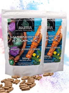 480 Mariendistel Komplex Kapseln mit Artischocke und Löwenzahn Extrakt Vegan - Bild 1 von 12
