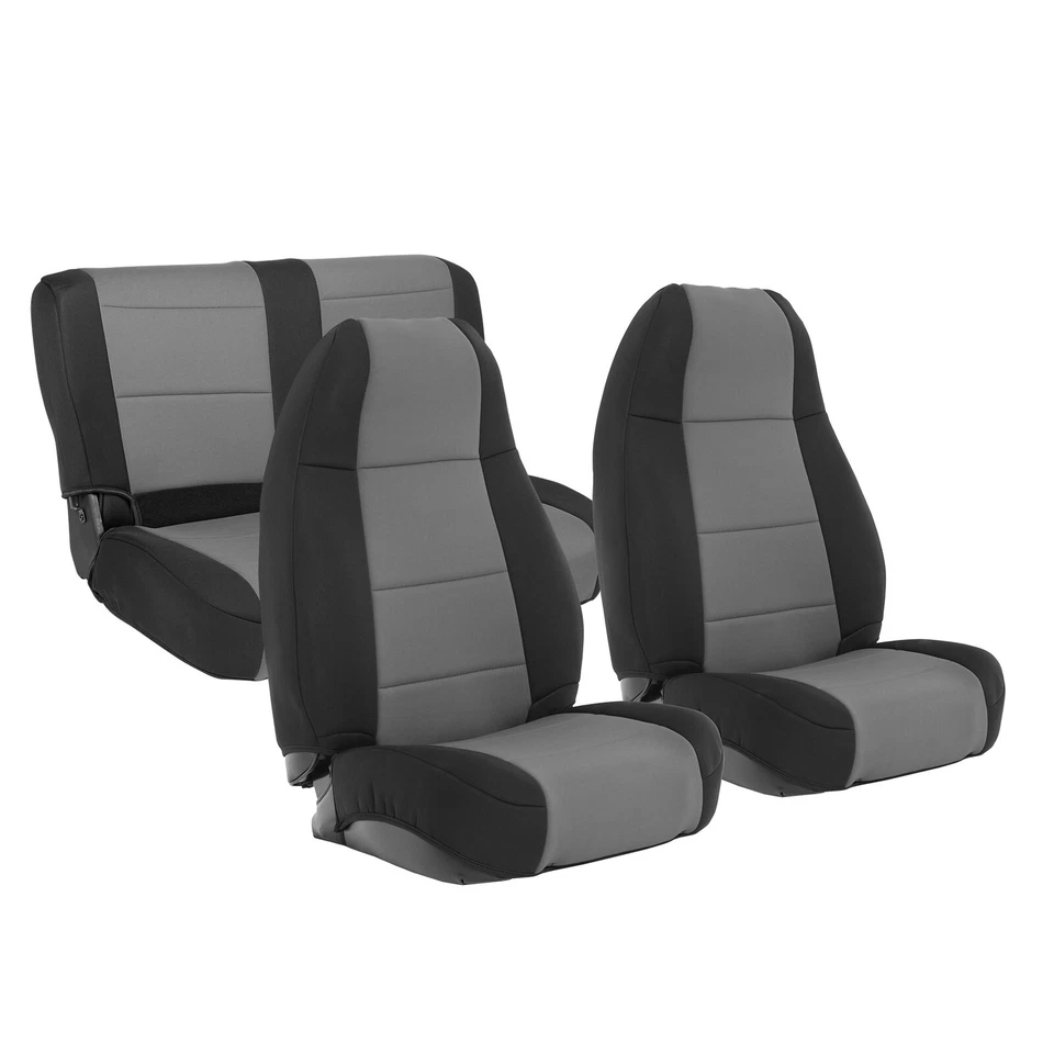 Fundas de asiento de neopreno personalizadas gris negro 1991-1995 para Jeep Wrangler YJ Foto 1 de 1