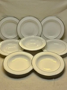 Lenox Fine Bone China Federal Platinum (8) 9 1/4" Large Rim Soup/Pasta Bowls EXC - Picture 1 of 6