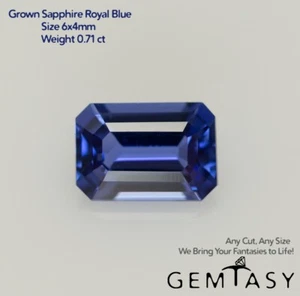 Cut stone - Sapphire Blue Czochralski (Pulled) lab grown, 6x4mm 0.71-0.77ct - Picture 1 of 4