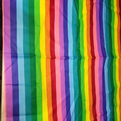 Rainbow Stripes Fabric 1 Yard X 44" Poly/Cotton Vintage Pride LGBTQ+ Sewing Nice - Image 1 of 2