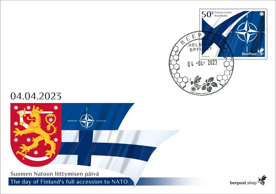 Day of Finland's Full Accession to NATO Postal Stationary FDC BeePost Finland - Image 1 of 1