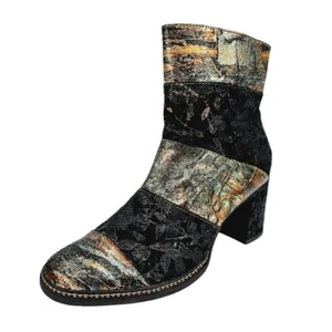 LArtiste Spring Step Whitney Brocade Boots 42 10.5 11 Metallic Leather Ankle Zip - Picture 1 of 14