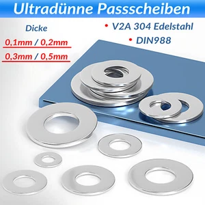 M3 - M40 PASSSCHEIBEN 304 EDELSTAHL DISTANZSCHEIBEN AUSGLEICHSSCHEIBEN DIN 988 - Bild 1 von 241