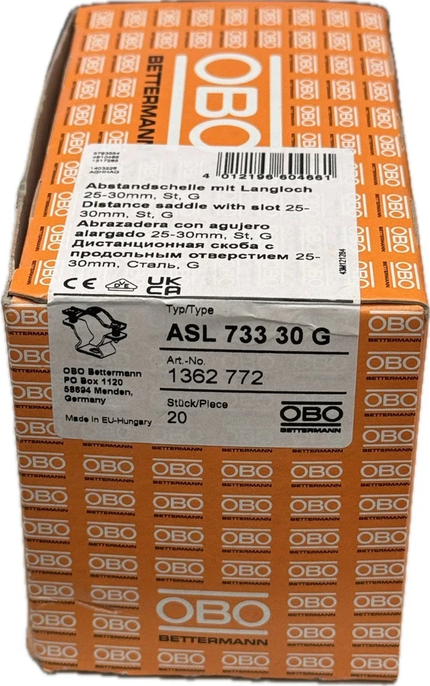 20x OBO Bettermann Abstandschelle mit Langloch 25-30mm ASL 733 30G