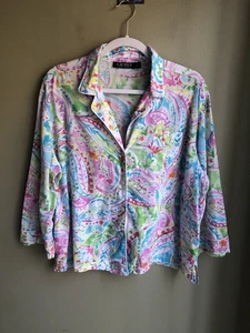 Lauren Ralph Lauren Womens Paisley Lawn Sleep Top Size: XL - Picture 1 of 11