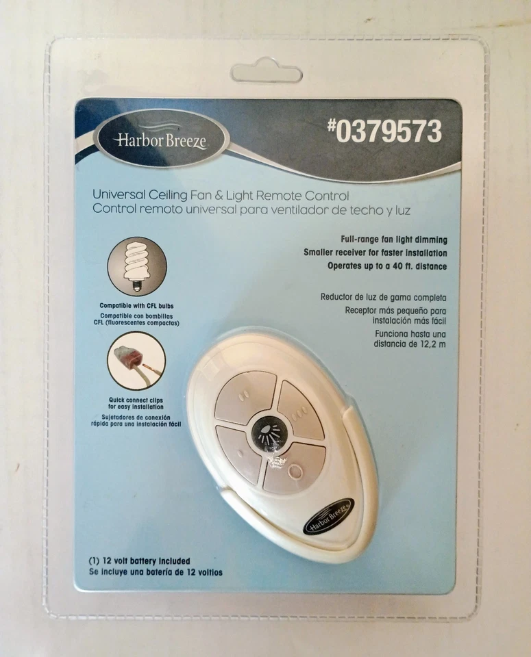 Harbor Breeze 0379573 Ceiling Fan Light Remote Control Rce-103lw