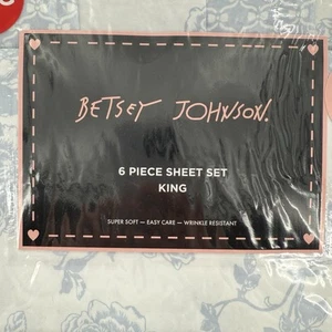 Betsey Johnson Neu Bed Of Roses Blau Blumen King/Groß 6-teiliges Lakenset Landhaus Oma - Bild 1 von 14