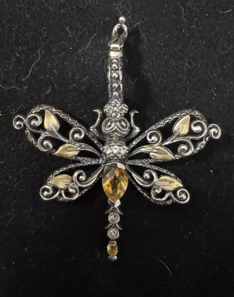 Colgante/potenciador libélula con acento 925 y 18k Barbara Bixby citrino y topacio   Foto 1 de 4