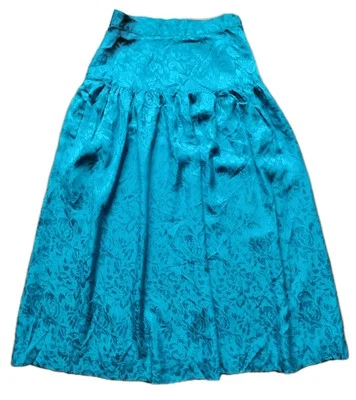 Falda 100 % seda estampado rosa azul años 90 de colección cintura caída cremallera lateral Foto 1 de 4