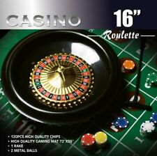 DA VINCI 16 Inch Roulette Wheel Game Set w/Large Size Felt & Heavy 11.5 gr Chips