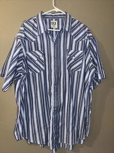 ELY CATTLEMAN Men's 3X Vintage Blue Striped Pearl Snap Western Shirt Big Man - Picture 1 of 3