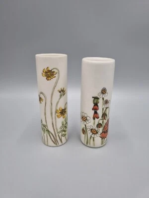 Un par de jarrones cilindros pequeños de Joy & Jan Pitcher, pintados a mano, jarronesque. Foto 1 de 4