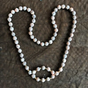Kiwi Sesame Jasper Necklace Gemstone Semi Precious Round Faceted Beads Healing - Picture 1 of 7
