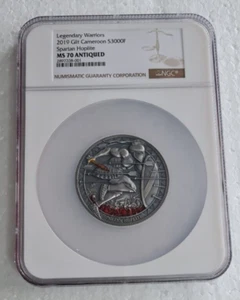 Spartan Hoplite Silver coin 3oz Legendary Warrior 2019 Cameroon NGC MS70 - Picture 1 of 3