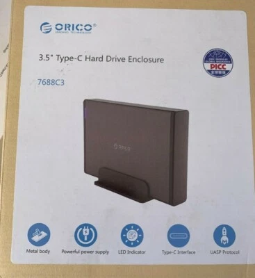 ORICO 3.5" External Hard Drive Enclosure, SATA III to USB ORICO 7688U3-US-BK - Image 1 of 2