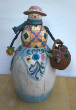 Jim Shore ‘WINTER’S PROMISE’ Snowman Figurine with Flowers Heartwood Creek