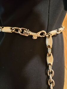 Women's Nine West White Enamel & Gold Chain Adjustable Belt