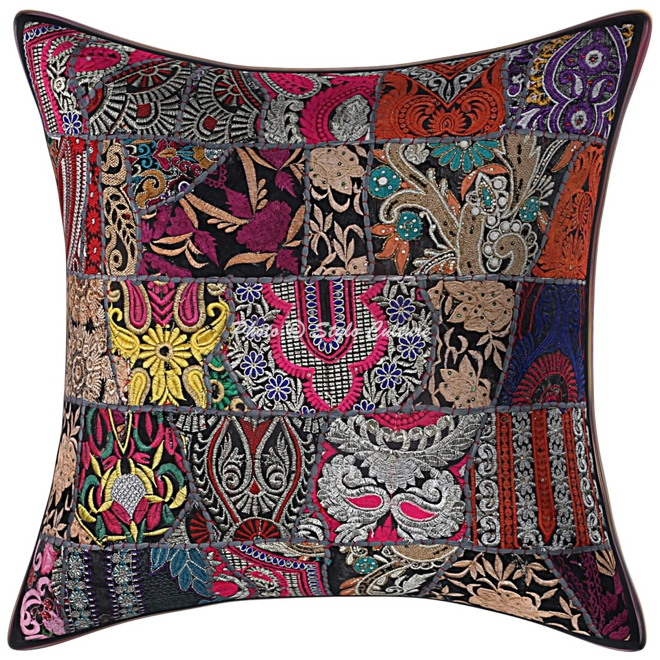 Decorative Vintage Decor Patchwork Pillowcover Sofa Cushion Cover 60 x 60 cm - Image 1 of 4