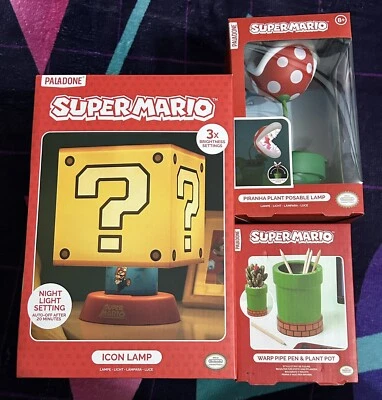 Paladone Super Mario Lot Light Icon Lamp Piranha plant Warp pipe pot NEW - Image 1 of 4