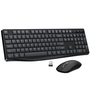 Wireless Ergonomic Keyboard & Mouse Combo 2.4G Full Size Quiet Set Black - Picture 1 of 7