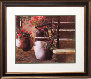 Guido Borelli "Stairway to the Garden"  CUSTOM FRAMED HAND SIGNED ART  Italy - Picture 1 of 4