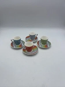 Pier 1 Espresso Demitasse Set di 4 tazze e piattini colori vivaci 2,5 oz ciascuno nuovo con scatola - Foto 1 di 9
