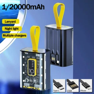 20000mAh Power Bank 10000mAh External Charger Fast Charging Built-in Cable Hot - Photo 1 sur 22
