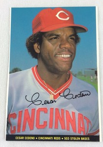 1983 Topps Baseball Foldout Card-Cesar Cedeno, Reds & Jose Cruz, Houston Astros