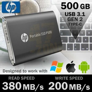 Disco duro externo portátil de estado sólido HP P500 500 GB negro SSD USB 3.1 Gen2 - Imagen 1 de 1