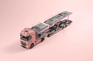1:64 Scale Pink Actros Gigaspace 4x2 Trailer Truck LFA #23 Model Diecast Metal - Picture 1 of 9
