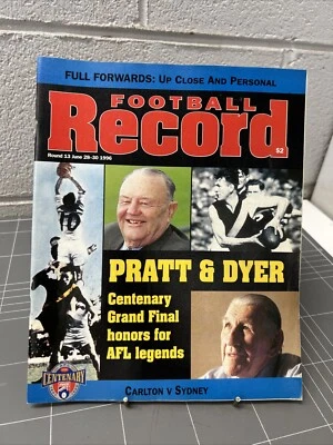 VINTAGE FOOTBALL RECORD AFL VFL 1996 CARLTON SYDNEY PRATT DYER - Image 1 of 4