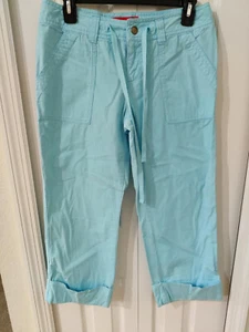 Mossimo MossIssue Juniors Aqua Cotton Capri Pants Size 5 - Picture 1 of 4