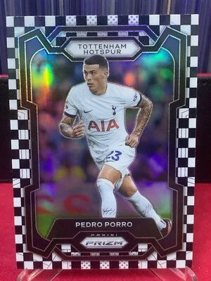 2023-24 PANINI PRIZM EPL CHECKERBOARD WHITE BLACK PEDRO PORRO Tottenham NEW - Image 1 of 3
