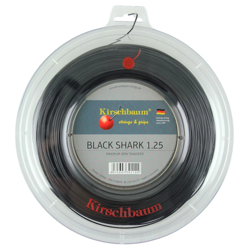 Kirschbaum BLACK SHARK 17 1.25mm (Black) 200m 660ft Reel Tennis String