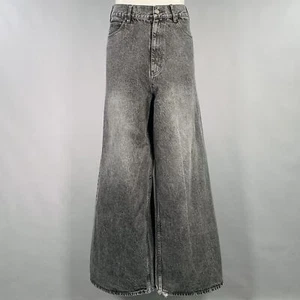CELINE SS22 Size 32 Elephant Hedi Slimane Grey Cotton Wide Leg Raw Edge Jeans - Picture 1 of 5