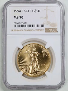 1994 1oz Gold American Eagle MS70 NGC 6896867-021 - Picture 1 of 4